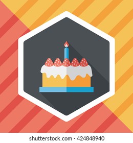 birthday cake flat icon with long shadow,eps10