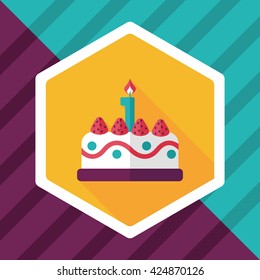 birthday cake flat icon with long shadow,eps10