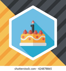 birthday cake flat icon with long shadow,eps10