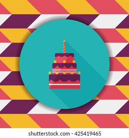 birthday cake flat icon with long shadow,eps10