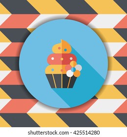 birthday cake flat icon with long shadow,eps10