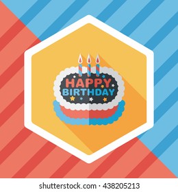 birthday cake flat icon with long shadow,eps10