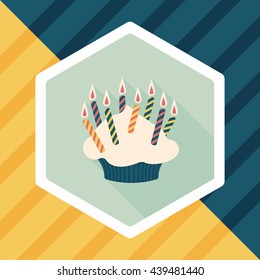 birthday cake flat icon with long shadow,eps10