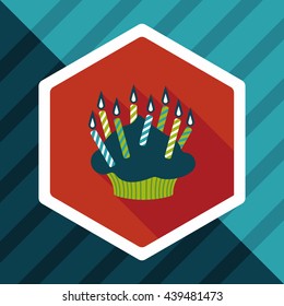 birthday cake flat icon with long shadow,eps10