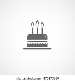 Birthday Cake Flat Icon On White Background