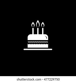 Birthday Cake Flat Icon On Black Background