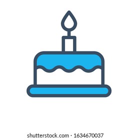 Birthday cake flat icon, vector designed in fill color style