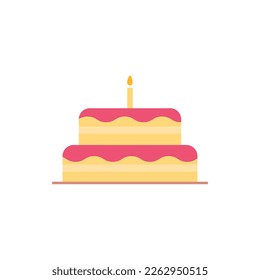 Birthday cake flat icon. Vector illustration.