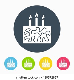 Birthday cake Flat icon Vector with color Variations
