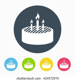 Birthday cake Flat icon Vector with color Variations
