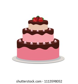 Birthday Cake Flat Icon for Your Design, Vector Illustration Eps10