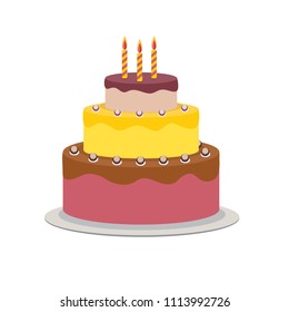 Birthday Cake Flat Icon for Your Design, Vector Illustration Eps10