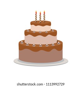 Birthday Cake Flat Icon for Your Design, Vector Illustration Eps10