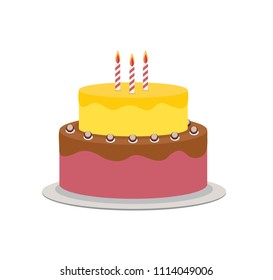 Birthday Cake Flat Icon for Your Design, Vector Illustration Eps10