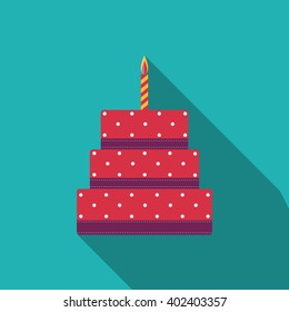 Birthday Cake Flat Icon for Your Design, Vector Illustration Eps10