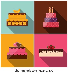 Birthday Cake Flat Icon for Your Design, Vector Illustration Eps10