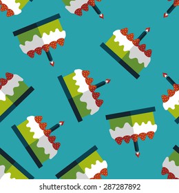 birthday cake flat icon,eps10 seamless pattern background