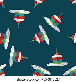 birthday cake flat icon,eps10 seamless pattern background