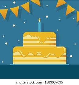 Birthday cake - flat illustration