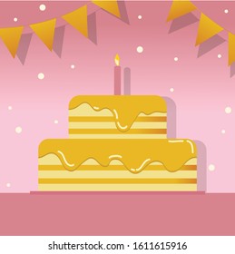 Birthday cake - flat illustration