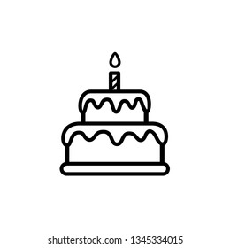 Birthday Cake Flat Line Icon