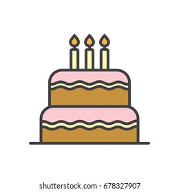 Birthday cake flat line icon.