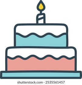 Pastel de cumpleaños Ilustración vectorial plana