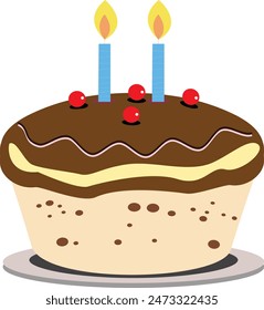 Birthday cake flat vector, tart cake, bread cake, happy birthday