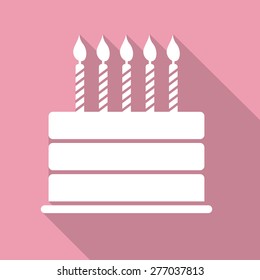 Birthday Cake Flat Web Icon Vector Illustration EPS10