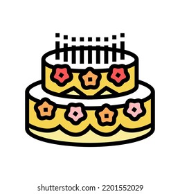 birthday cake food dessert color icon vector. birthday cake food dessert sign. isolated symbol illustration