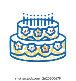 birthday cake food dessert doodle icon sketch vector. birthday cake food dessert sign. isolated symbol illustration