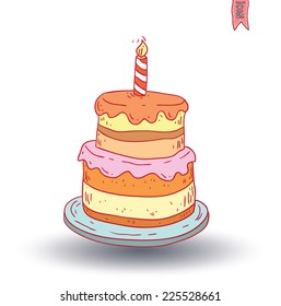 Birthday cake food icon, vector illustration. 