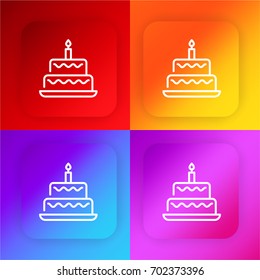 Birthday cake four color gradient app icon set