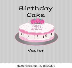 Diseño completo del Vector de la torta de cumpleaños para la decoración