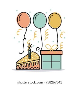 birthday cake gift and balloons decoration celebration