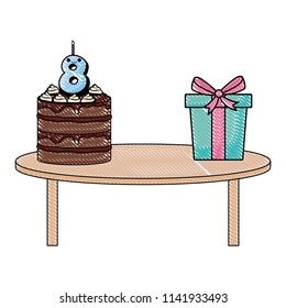 birthday cake and gift box