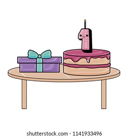 birthday cake and gift box