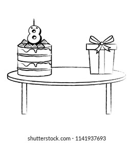 birthday cake and gift box
