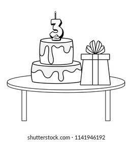 birthday cake and gift box