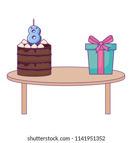birthday cake and gift box
