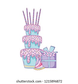 Birthday cake with gift box