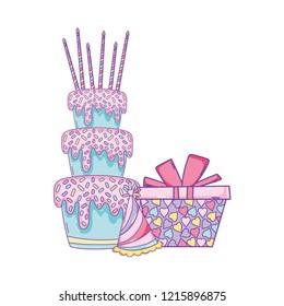 Birthday cake with gift box