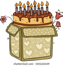 Birthday cake in gift box
