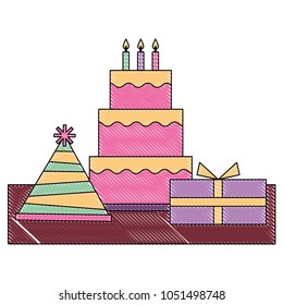 birthday cake and gift boxes celebration