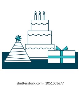 birthday cake and gift boxes celebration