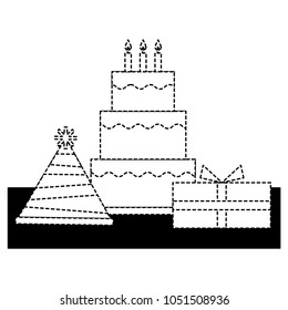 birthday cake and gift boxes celebration