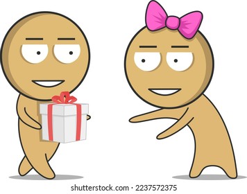 Birthday cake. The girl receives a cake as a gift 

