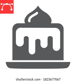 Birthday cake glyph icon, dessert and delicious, cake sign vector graphics, editable stroke solid icon, eps 10