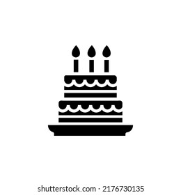 Birthday Cake With Glyph Icon Illustration 