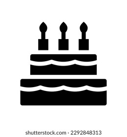 birthday cake glyph icon illustration vector graphic